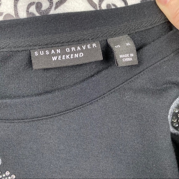 Susan Graver Weekend French Terry _Embellished Top - Picture 10 of 10